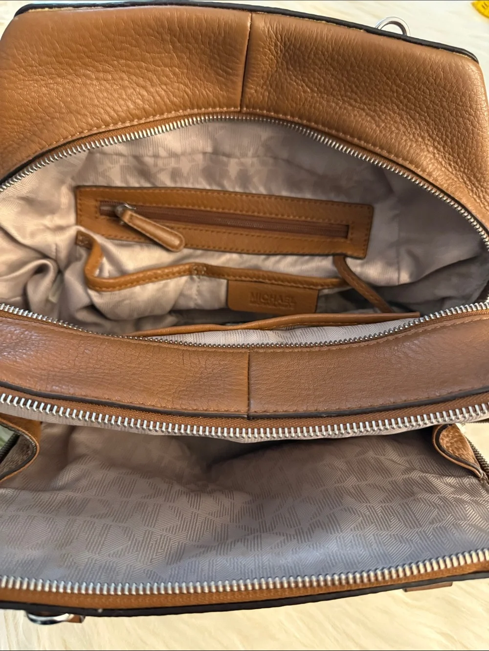 Michael Kors Brown Leather Satchel with Top Handles EUC